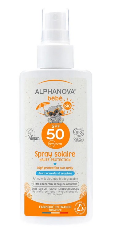 Alphanova Bébé SPF 50+ Spray Solaire Bio 125g
